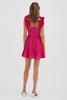 Amur Ruffle Strap Pleated Mini Dress in Pink Cabaret