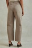 Cotton Blend Barrel Leg Trousers in Olive