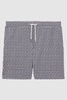 Terrycloth Drawstring Shorts in Navy/White