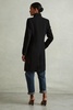 Wool-Blend Longline Double-Breasted Coat in Black