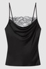 Anna Quan Satin Lace Cowl Neck Camisole in Black