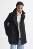 Wool Blend Double Breasted Coat in Black