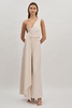 Halston Satin Sequin Wide Leg Jumpsuit in Champagne