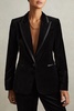 Petite Velvet and Satin Single-Breasted Suit Jacket in Black