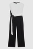 Fitted Colourblock Wide Leg Jumpsuit in Black/Cream