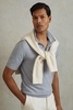 Merino Wool Polo Shirt in Soft Blue Melange