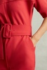 Wide Leg Belted Jumpsuit in Red