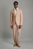 Slim Fit Single Breasted 100% Linen Blazer in Pink