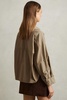 Cropped Cotton Shirt in Khaki