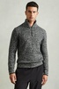 Marled Cotton and Wool Funnel Neck Jumper in Black/White