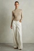 Ruched Jersey Top with Wool in Neutral