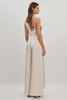 Halston Satin Sequin Wide Leg Jumpsuit in Champagne