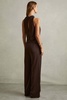 Claudia Chocolate Jersey Halter Neck Wide Leg Jumpsuit