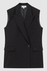 Double Breasted Longline Waistcoat in Black