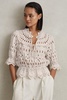 Broderie Tie Neck Blouse in Cream