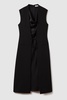 Halston Cowl Neck Wrap Midi Dress in Black