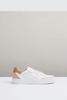 Leather Contrast Detail Trainers in White/Nude