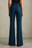 Petite Wide Leg Wool Blend Suit Trousers in Teal