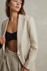 Linen Single Breasted Suit Blazer in Natural