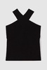 Ribbed Cross-Over Vest in Black