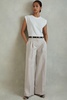 Cotton Blend Wide Leg Trousers in Grey