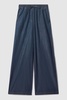 Denim Look Wide Leg Trousers in Mid Blue