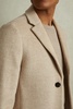 Wool Blend Single Breasted Epsom Overcoat in Oatmeal Herringbone