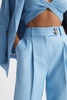 Wide Leg Linen Trousers in Blue