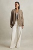 Single Breasted Cotton Blazer in Taupe