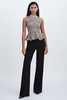 Anna Quan Cotton-Blend Knitted Peplum Top in Grey Marl