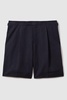 Cotton/Linen Blend Adjuster Shorts in Navy