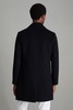 Wool Blend Single Breasted Epsom Overcoat in Black