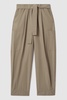 Cotton Tapered Parachute Trousers in Khaki