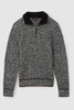 Marled Cotton and Wool Funnel Neck Jumper in Black/White