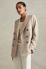 Petite Wool Blend Double Breasted Blazer in Neutral