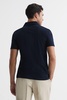 Mercerised 100% Cotton Jersey Cuban Collar Shirt in Navy