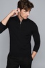 Merino Wool Zip Neck Jumper in Black