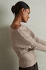 Wool-Cashmere Off-The-Shoulder Draped Jumper in Neutral