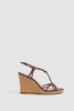 Leather Knot Detail Wedge Sandals in Tan