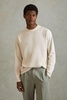 Cotton Crew Neck Long Sleeve T-Shirt in Off White