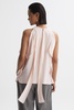 Tie Neck Draped Blouse in Nude