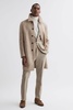 Wool Check Mid Length Coat in Oatmeal