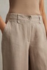 Linen Wide Leg Garment Dyed Trousers in Mink Neutral