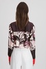 Printed High-Low Button-Through Shirt in Burgundy/Cream