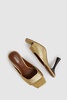 Leather Heeled Mules in Gold