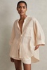 Relaxed Sleeve 100% Linen Shirt in Blush