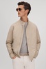 Cotton Blend Zip-Through Jacket in Stone