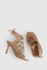 Mesh Leather Strappy Heels in Neutral