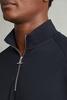 Textured Half-Zip Funnel-Neck Sweatshirt in Navy