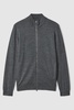 Merino Wool Funnel-Neck Cardigan in Derby Grey Marl